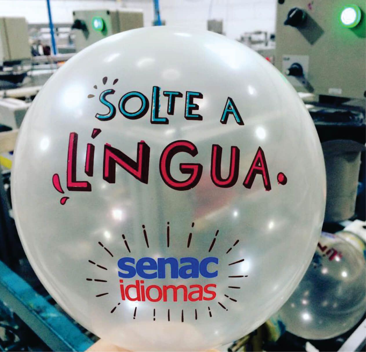 bexiga personalizada transparente com impressão do senac