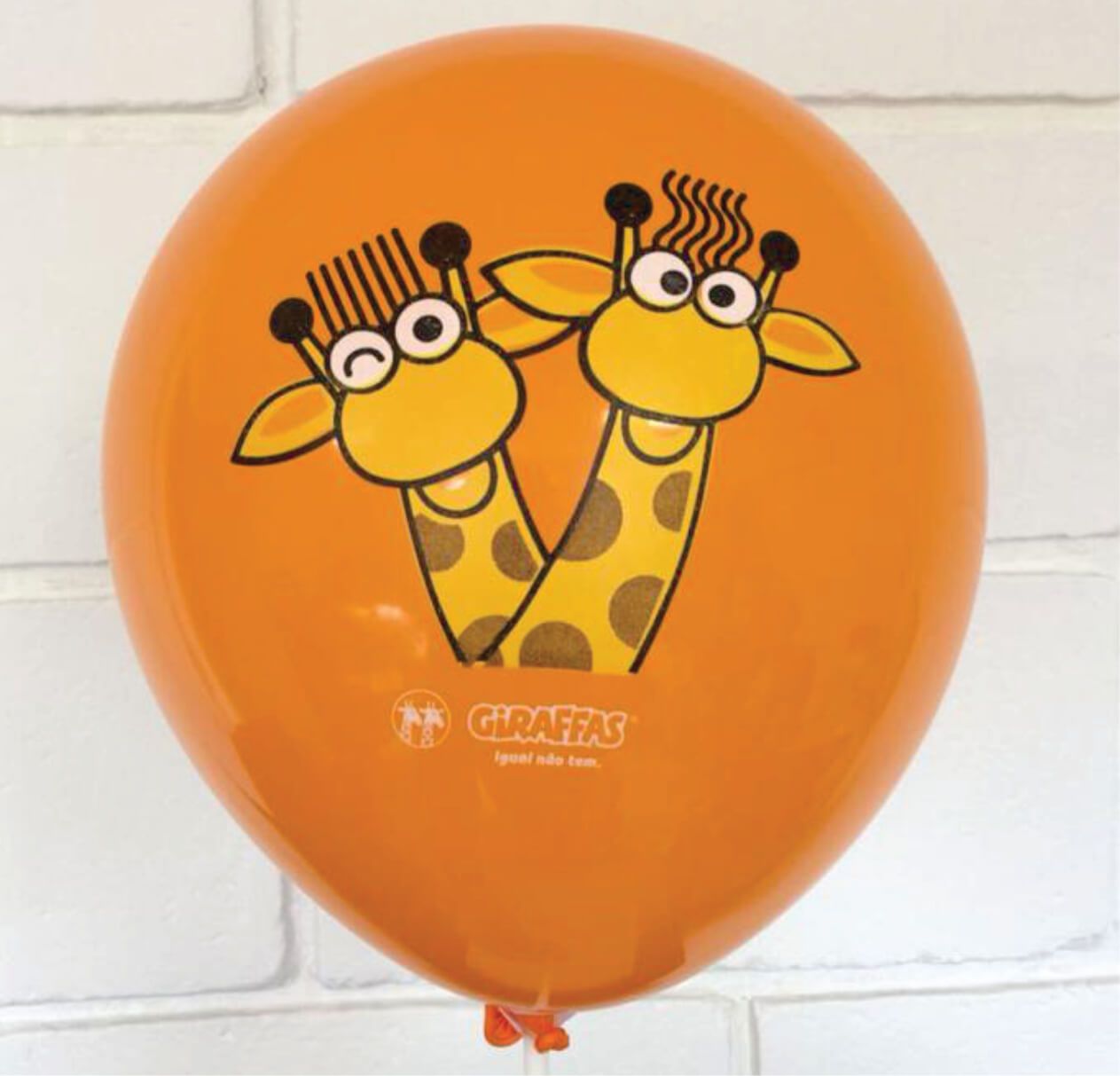 Bexiga personalizada laranja, marca giraffas